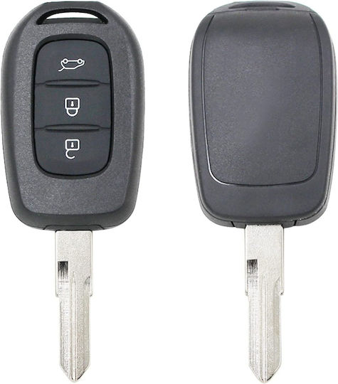 Techstar Husa Pentru Chei Auto Compatibilă Cu Dacia Logan Sandero Duster Dokker Lodgy + Renault Trafic 3 Butoane Vac102 Lamă Neagră Fără Electronice