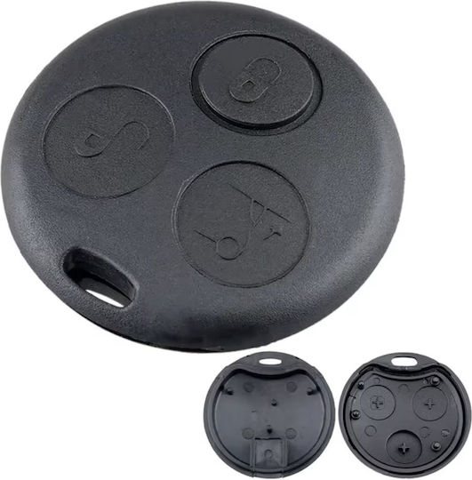 Techstar Remote Key Case Compatible Smart Fortwo 450 City-coupe Cabrio Roadster Forfour 3 Buttons Black