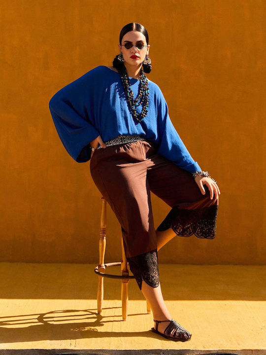Women's Pantaloons in Relaxed Fit Brown 8501.2090.R.NETTO-brown