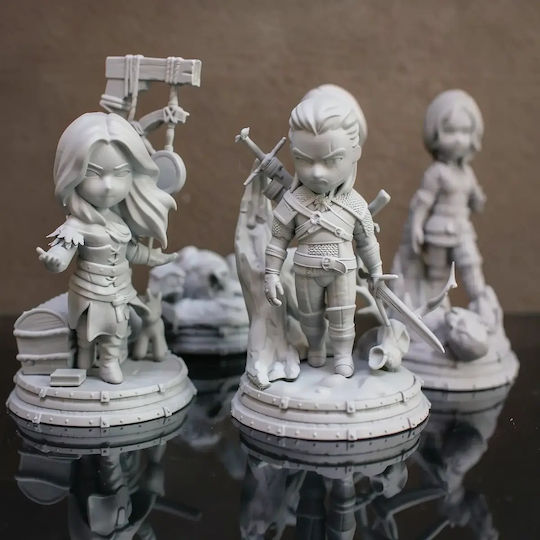 Φιγούρα Witcher Chibi Set 4 Models 3d Εκτυπωμένη-30 Cm 1:6