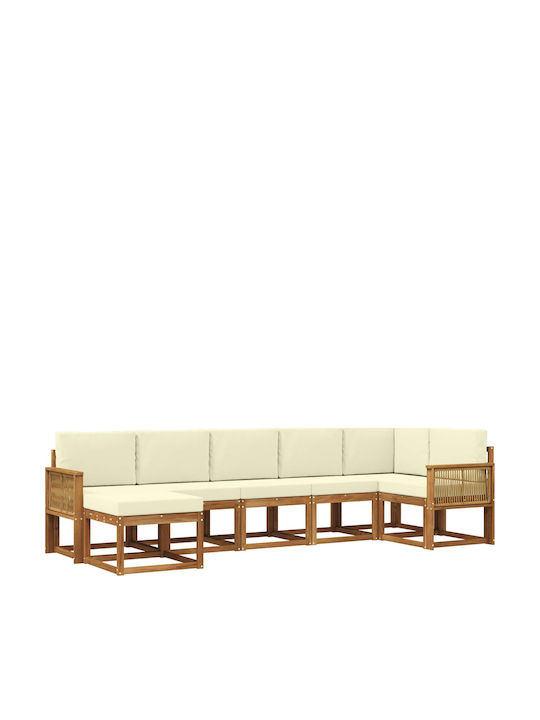 Corner Outdoor Sofa Plastic with Cushions 306x128.5x73cm