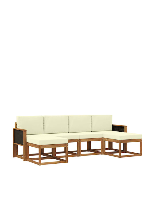 Ecksofa Outdoor Kunststoff mit Kissen 249x122.5...