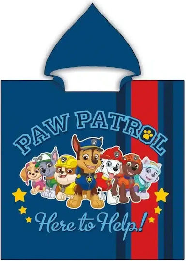 Borea Детско Пончо За Плаж Paw Patrol Синьо 110 x 55см