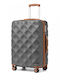 Miss Lulu British Traveller Mittlere Hartreisekoffer Grau und Braun mit 4 Rädern Höhe 66cm