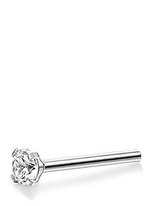Silver And More Сребърна Обеца за Нос Бяла