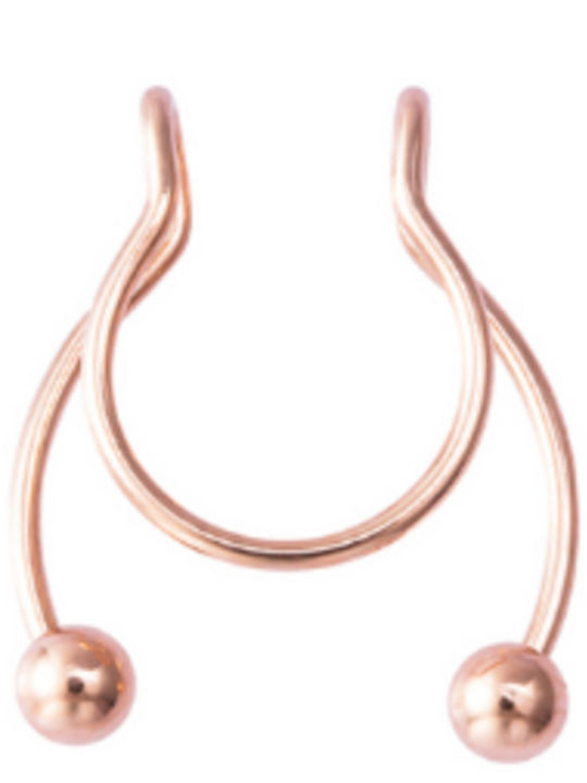 Silver And More Fake Septum Nose Piercing Earring Gold Plated Pink Steel