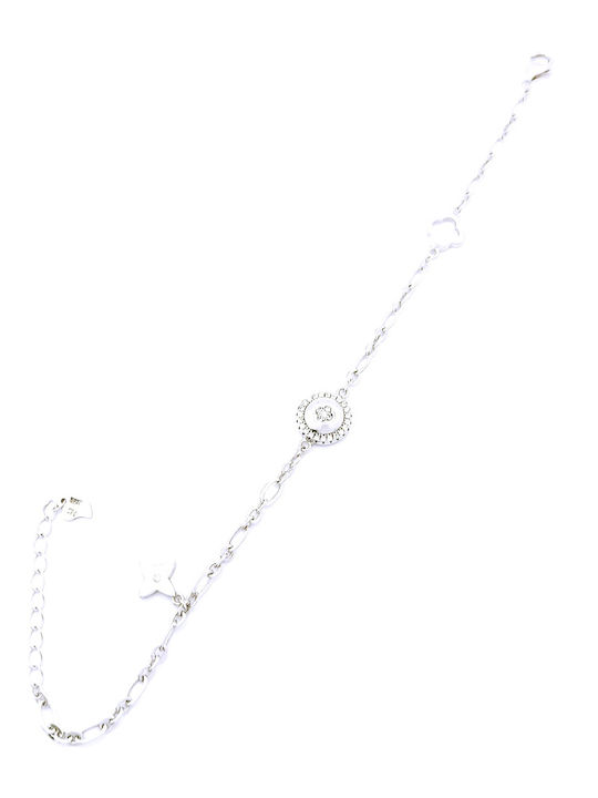 PS Silver Women's Silver Chain Bracelet with Zircon