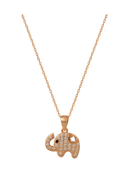 Silver And More Necklace From Pink Gold Plated Silver With Zircon