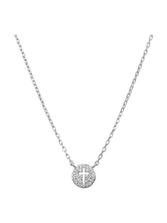 Silver And More Κολιέ από Ασήμι με Ζιργκόν Ροζ