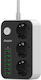 Energizer Power Strip 3 Sockets with 6 USB-A Switch and 2m Cable 8 Pieces