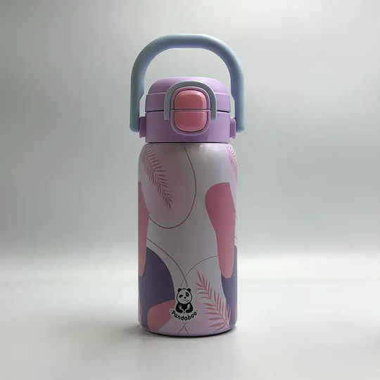 Pandaboo Kids Water Bottle Thermos With Straw Purple