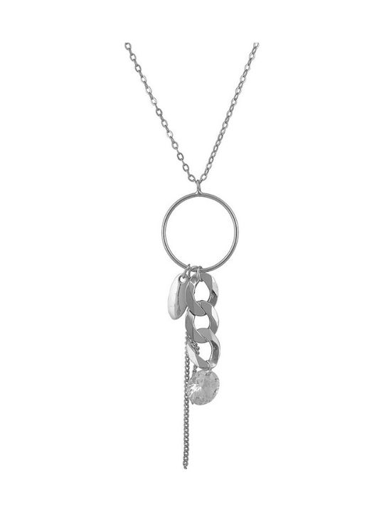 Silver And More Necklace From Gold Plated Silver With Pink Zircon