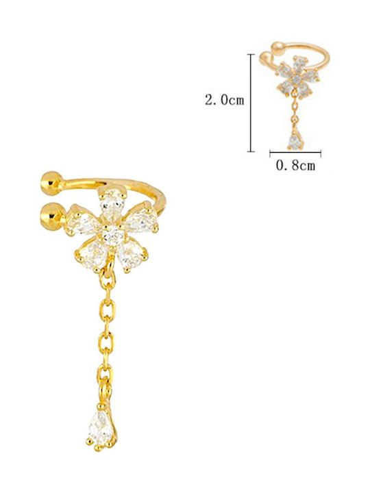 Silver And More Σκουλαρίκια Cuff από Ασήμι Επιχρυσωμένα με Πέτρες