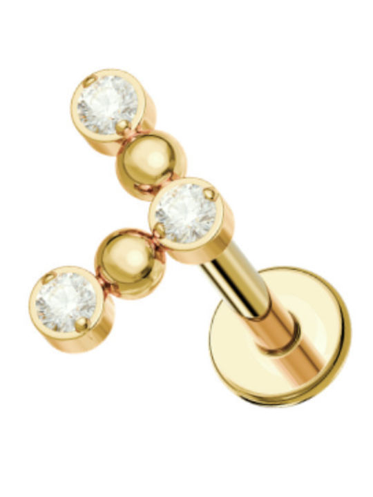 Silver And More Titanium Gold Plated Earrings with Stones