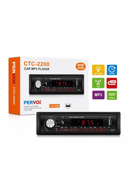 PerVoi Sistem Audio Auto 1 DIN Bluetooth USB
