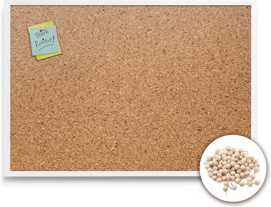 Cork Notice Board White Frame Easy Installation Vertical Horizontal