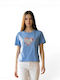 Women's Blouses Short Sleeve Blue T-shirt