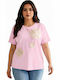 Women's Blouse Cotton Short Sleeve Pink