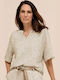 Women's Summer Crop Linen Top Ecru