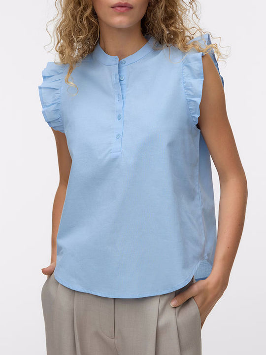 Vero Moda Frill Μπλούζα Cashmere Blue Lightblue