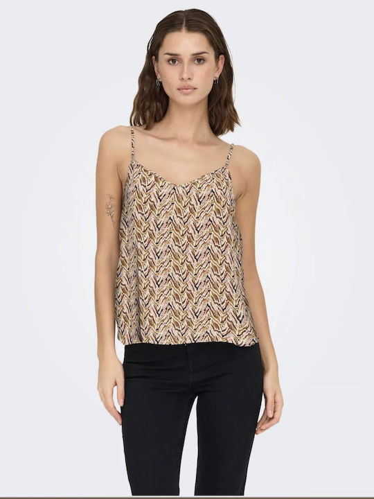Only Damen Bluse mit Spaghetti-Träger Mehrfarbig