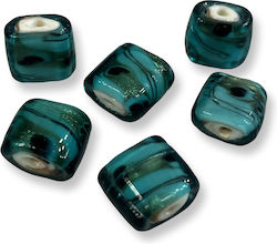Murano Beads 13mm Petrol Green Set 6 Pieces Jewelry 6 pcs