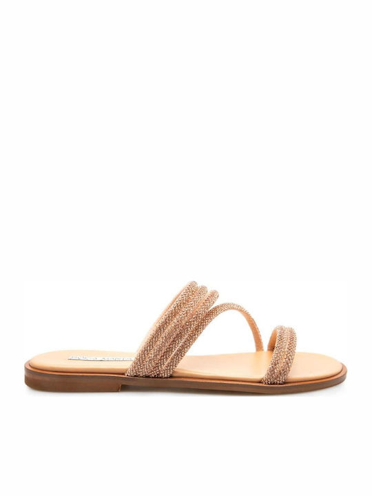 Leather Women's Flat Sandals Rose Gold