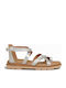 Sandale Casual Damă Gladiator Bej Din Piele
