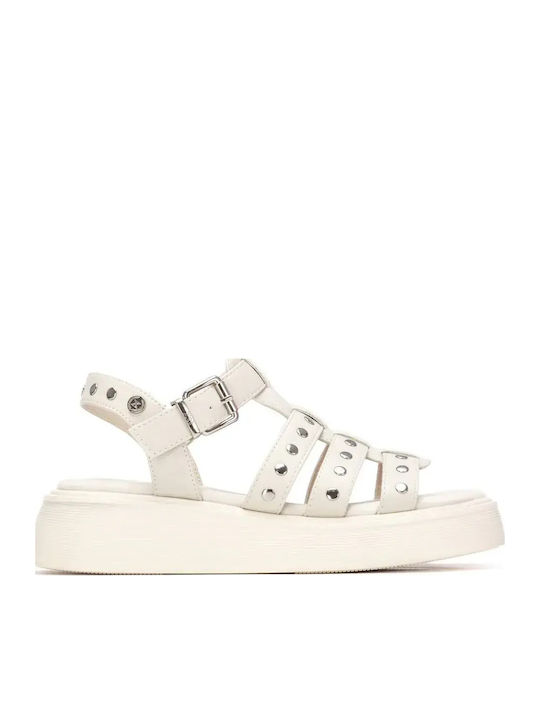 Xti Xti Flache Damen Sandalen Flatforms Beige