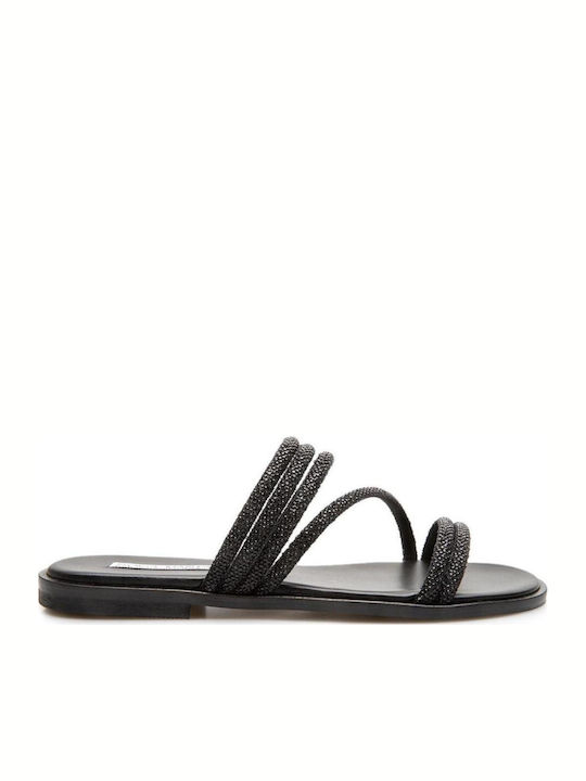 Sofia Manta Leather Women's Flat Sandals Black