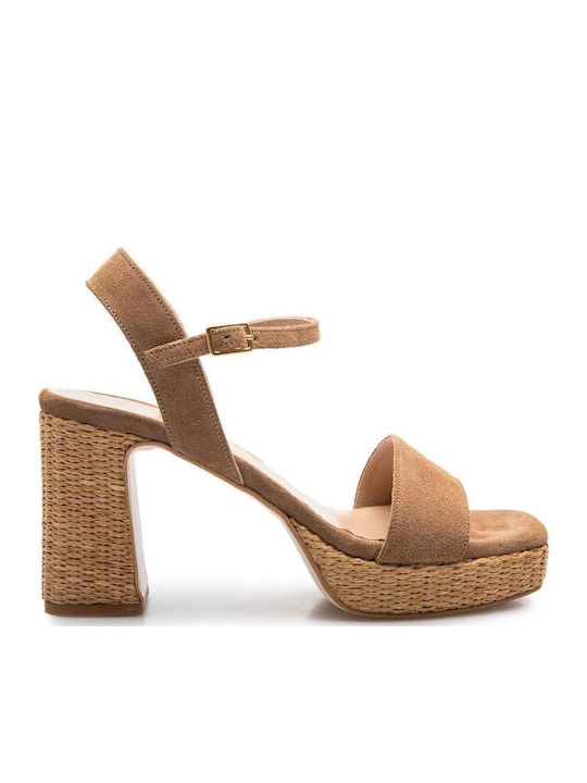 Mourtzi Suede Sandals Tabac Brown
