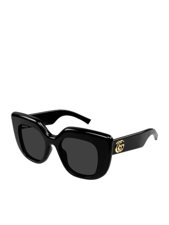 Gucci Ochelari De Soare Pentru Femei Cu Ramă Neagră Din Plastic Și Lentile Gri Gg2030s 001