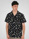 Short Sleeve Linen Shirt in Regular Fit Black
