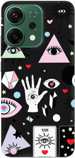 Oppo Reno 14 Pyramid Eyes Schwarze Silikon Tpu Handyhülle