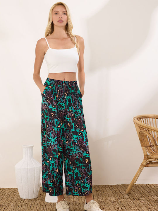 Women's High Rise Pantaloons with Rubber Band Leopard Black