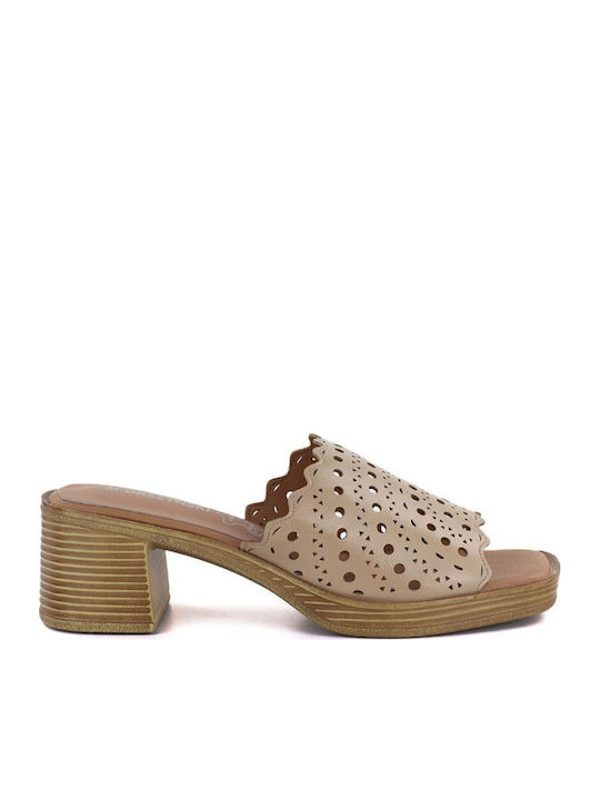 M.Daszyński Damen Pantoletten Beige