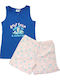 Disney Summer Women's Pyjama Set Cotton Blue Stitch Keep Calm