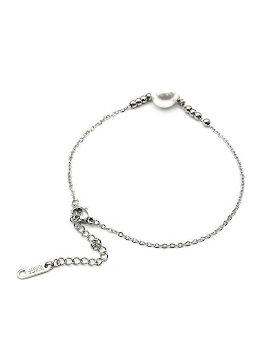 Silver And More Fußarmband aus Edelstahl mit Perlen 24cm