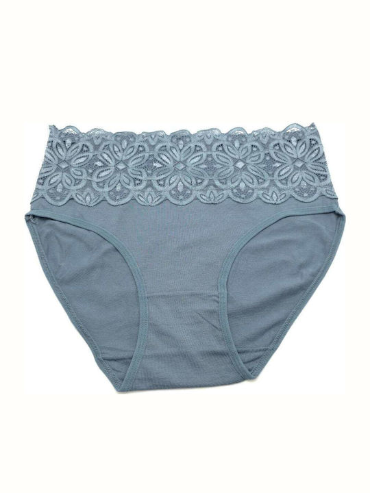 Slip Bumbac Pentru Femei Cu Dantelă Albastru