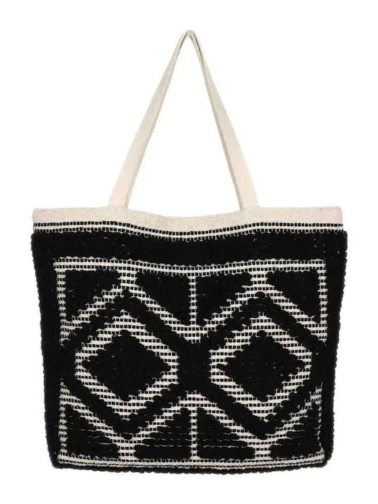 FMS Boho Geantă De Plajă Din Material Textil Neagră