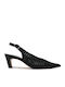Leather Heels with Strap & Mid Heel Black