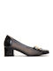 Damen Leder Pumps mit Mittelhohem Absatz in Schwarz