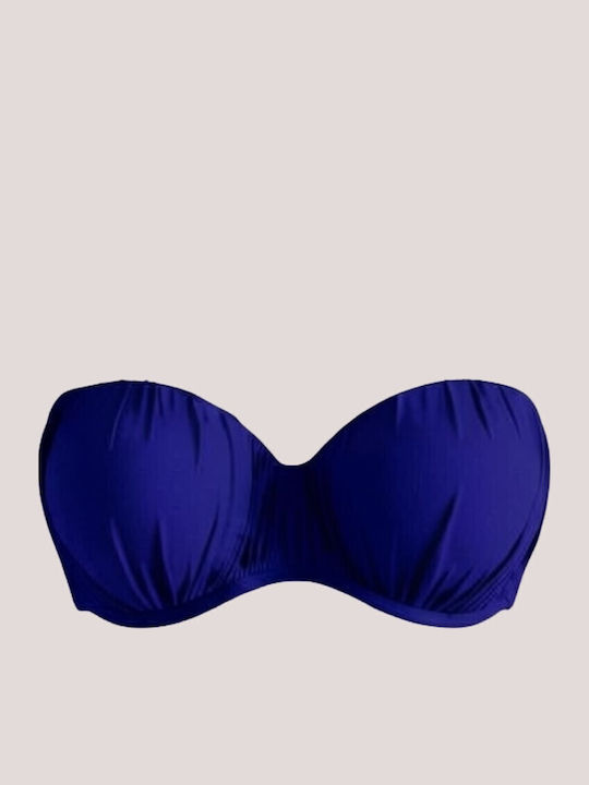 Strapless Bikini Top With Padding Blue 5036 Strapless Blue