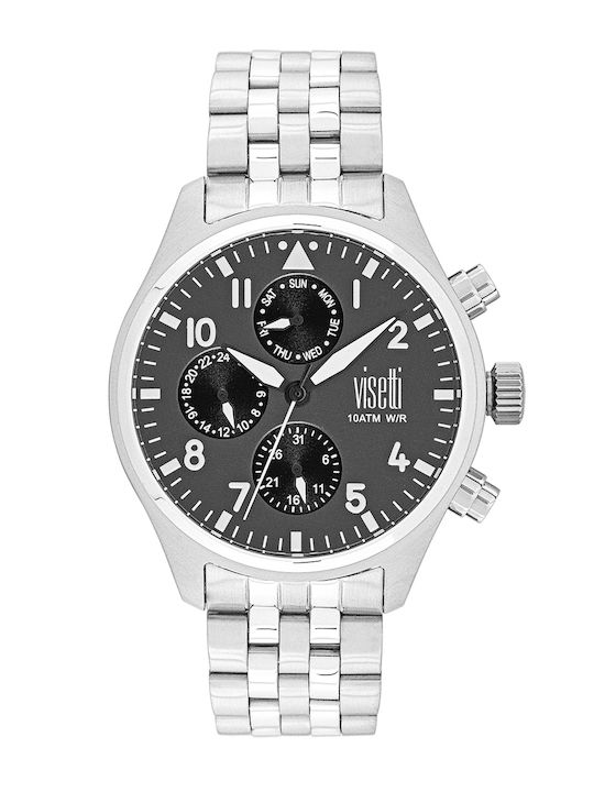 Visetti Womens Watch 42mm Battery with Gray Metal Bracelet