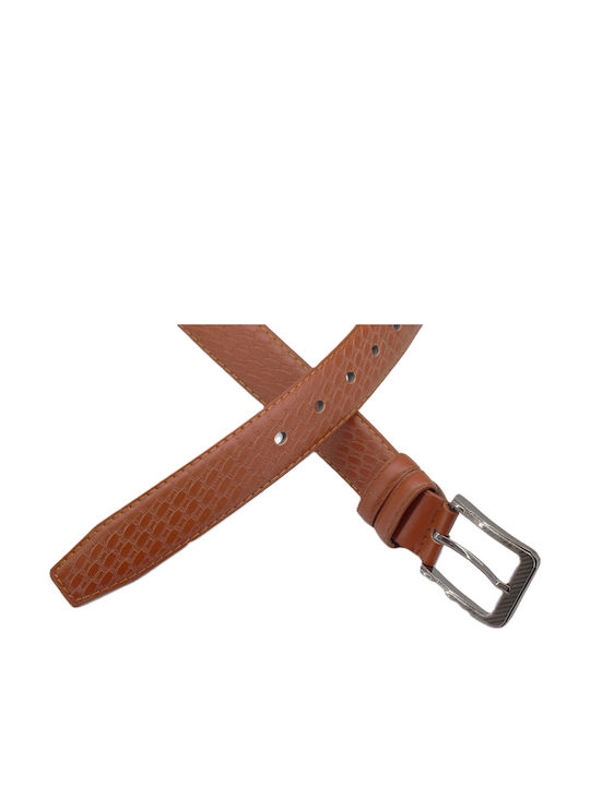 Men's Belt Made of Brown Artificial Leather