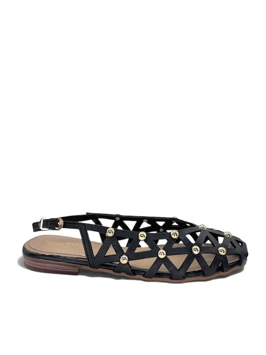 Wall Street Sandale Casual Damă Din Piele Negre