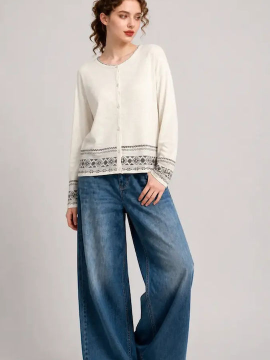 Dalou Long Women's Knitted Cardigan White