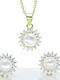 Silver And More Set with Necklace & Earrings from Silver with Pearls