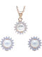 Silver And More Set with Necklace & Earrings Made of Silver with Pearls