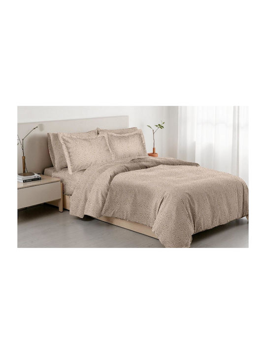 Linea Home 262 Set Bed Sheets with 1 Pillowcase Super-Double 220x260cm Moca (4 Pieces)